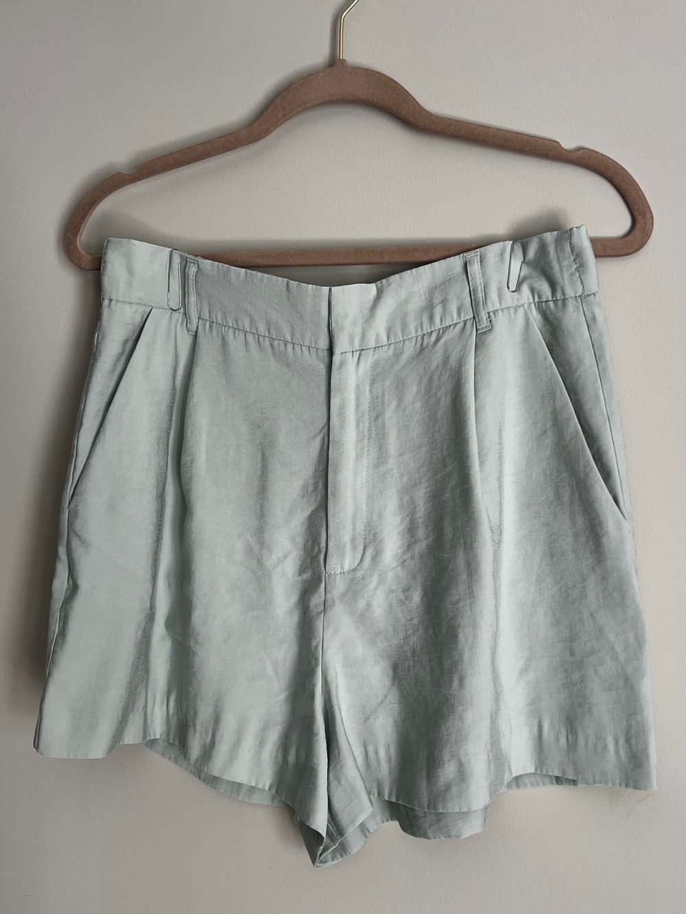 Zara Light Mint Tailored High-Waist Shorts